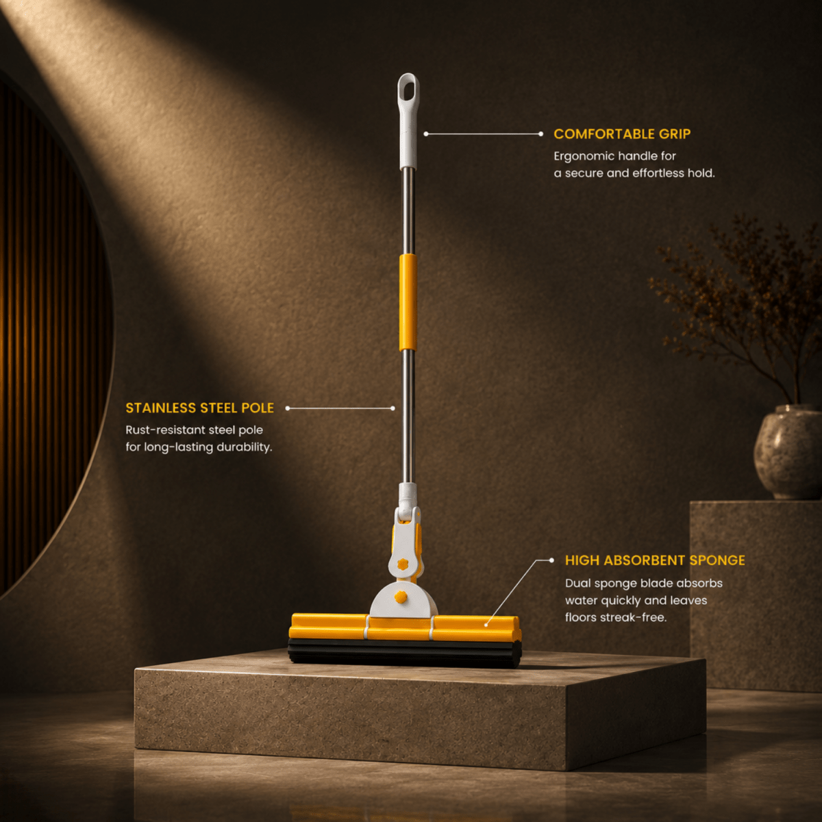 Sponge Floor Cleaning Mop with Squeeze Mechanism Cleaning Mop- #Royalkart#mop