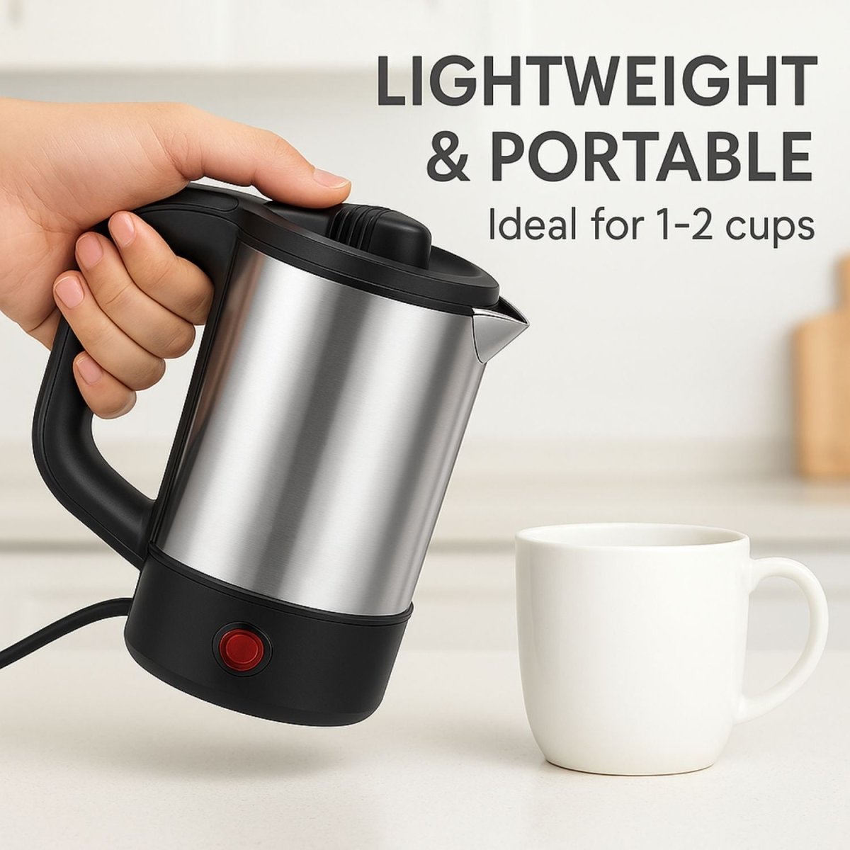 Stainless Steel Electric Kettle for Travelling with 0.5 Litre Capacity - RoyalkartElectric kettle