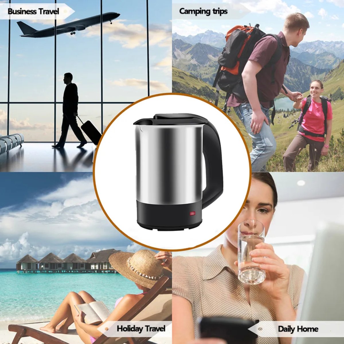 Stainless Steel Electric Kettle for Travelling with 0.5 Litre Capacity - #Royalkart#