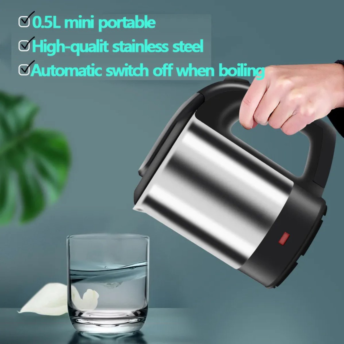 Stainless Steel Electric Kettle for Travelling with 0.5 Litre Capacity - #Royalkart#