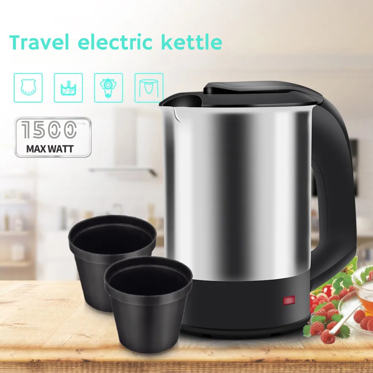 Stainless Steel Electric Kettle for Travelling with 0.5 Litre Capacity - #Royalkart#