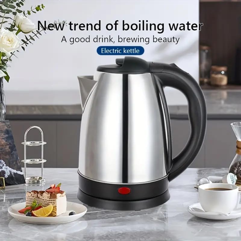 Stainless Steel Electric Kettle with 2 Litre Capacity 1500 Watts, Detachable 360 Degree Connector, Boiler for Water, Instant Noodles - #Royalkart#Electric kettle