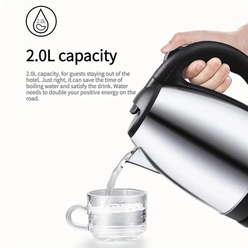 Stainless Steel Electric Kettle with 2 Litre Capacity 1500 Watts, Detachable 360 Degree Connector, Boiler for Water, Instant Noodles - #Royalkart#Electric kettle