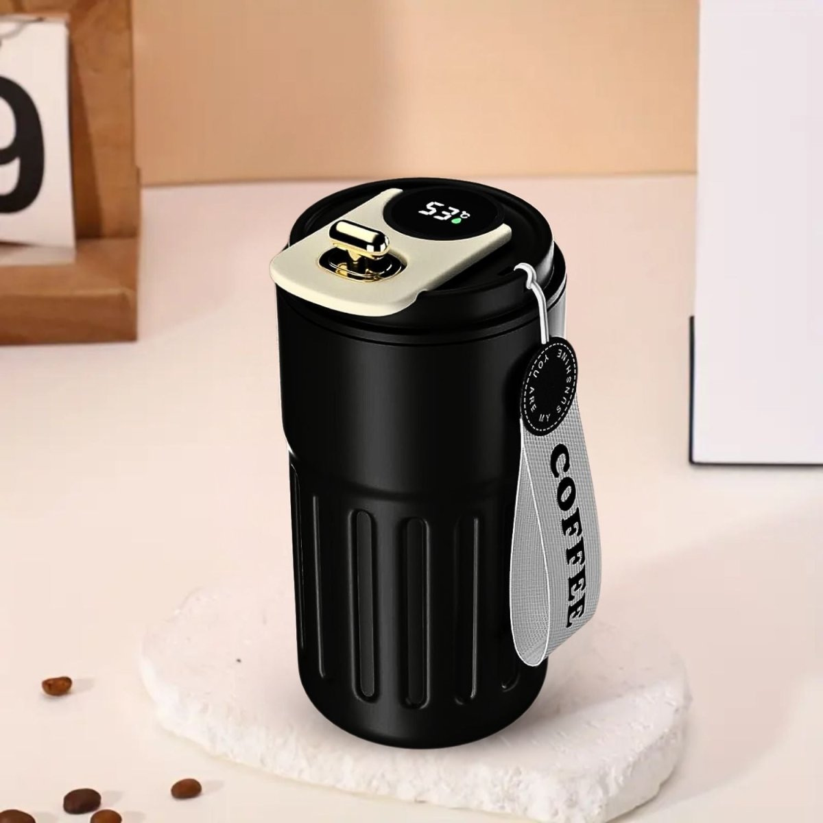 Stainless Steel Insulated Travel Coffee Mug with LED Temperature Display, Keeps Drinks Hot & Cold (410ml) - Royalkartcoffee mug for gym