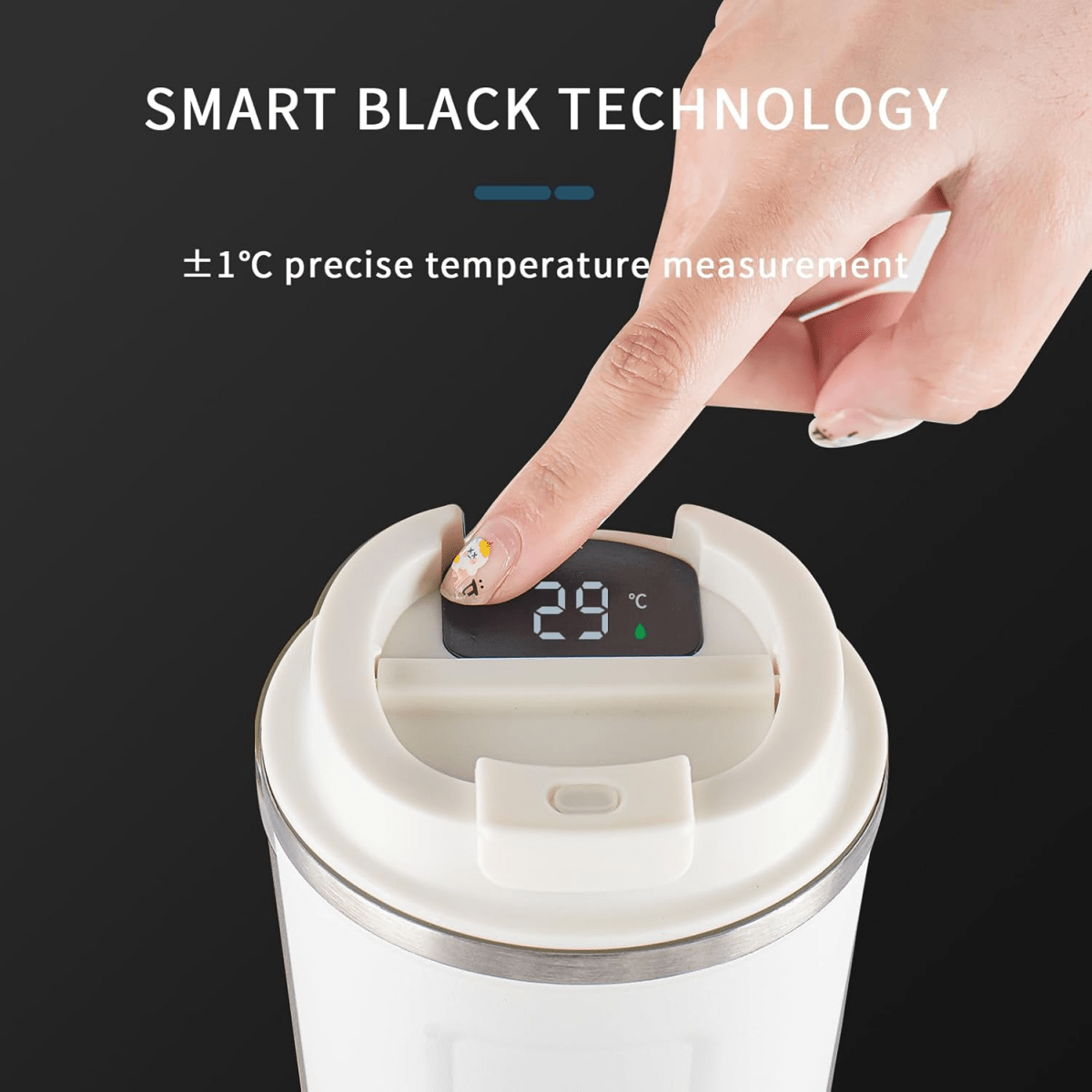Stainless Steel Insulated Travel Coffee Mug with LED Temperature Display, Keeps Drinks Hot & Cold (White - 510ml) - #Royalkart#coffee mug for gym