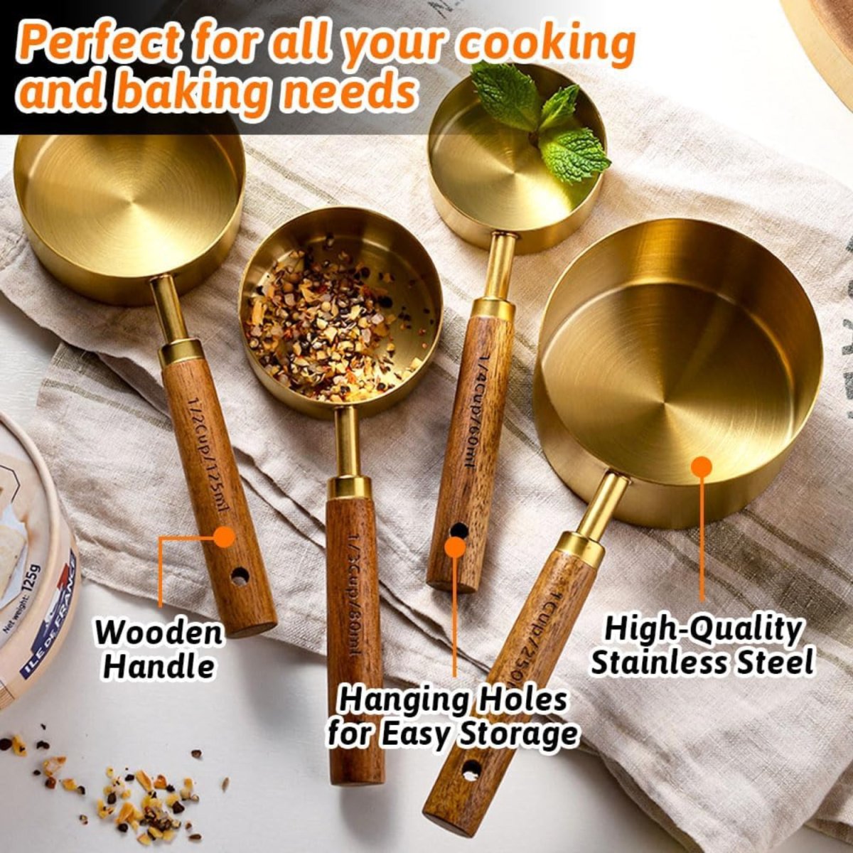 Stainless Steel Measuring Cups and Spoons for Cooking, Baking - #Royalkart#baking tools