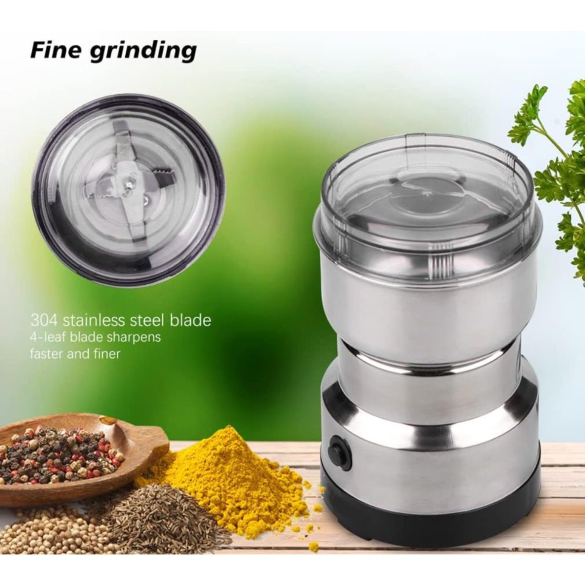 Stainless Steel Multifunctional Electric Grinder - 150Watts Spice, Coffee, Dry Masala Grinder(Silver) Grinder - #Royalkart#electric grinder