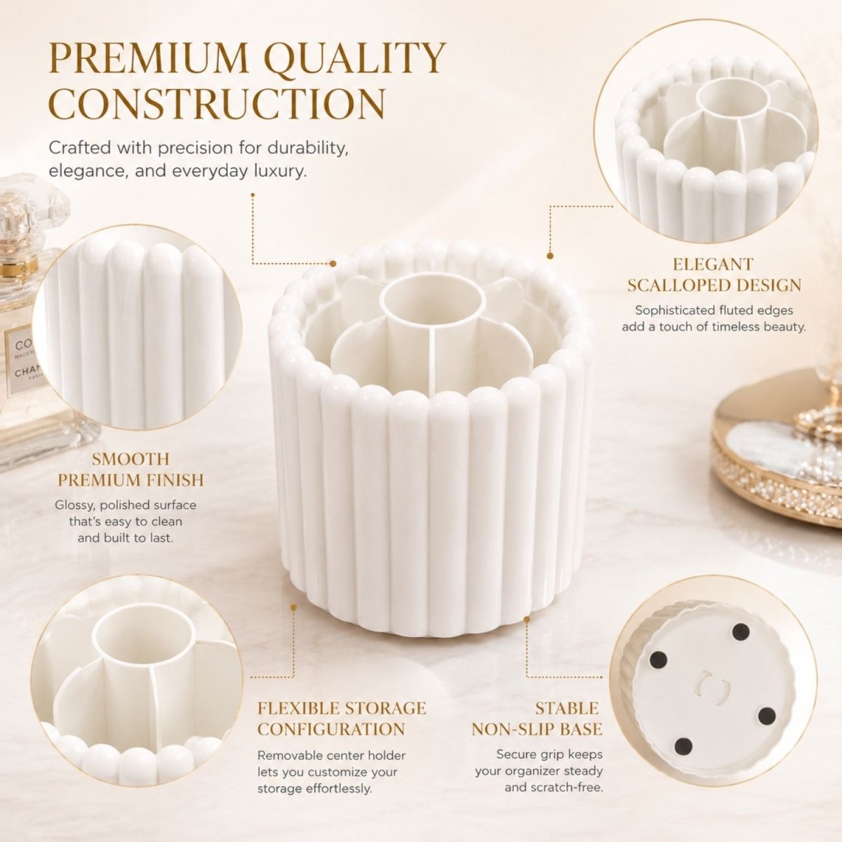Storage Makeup Organizer (White) Air Fryer Liner- RoyalkartMakeup Organizers