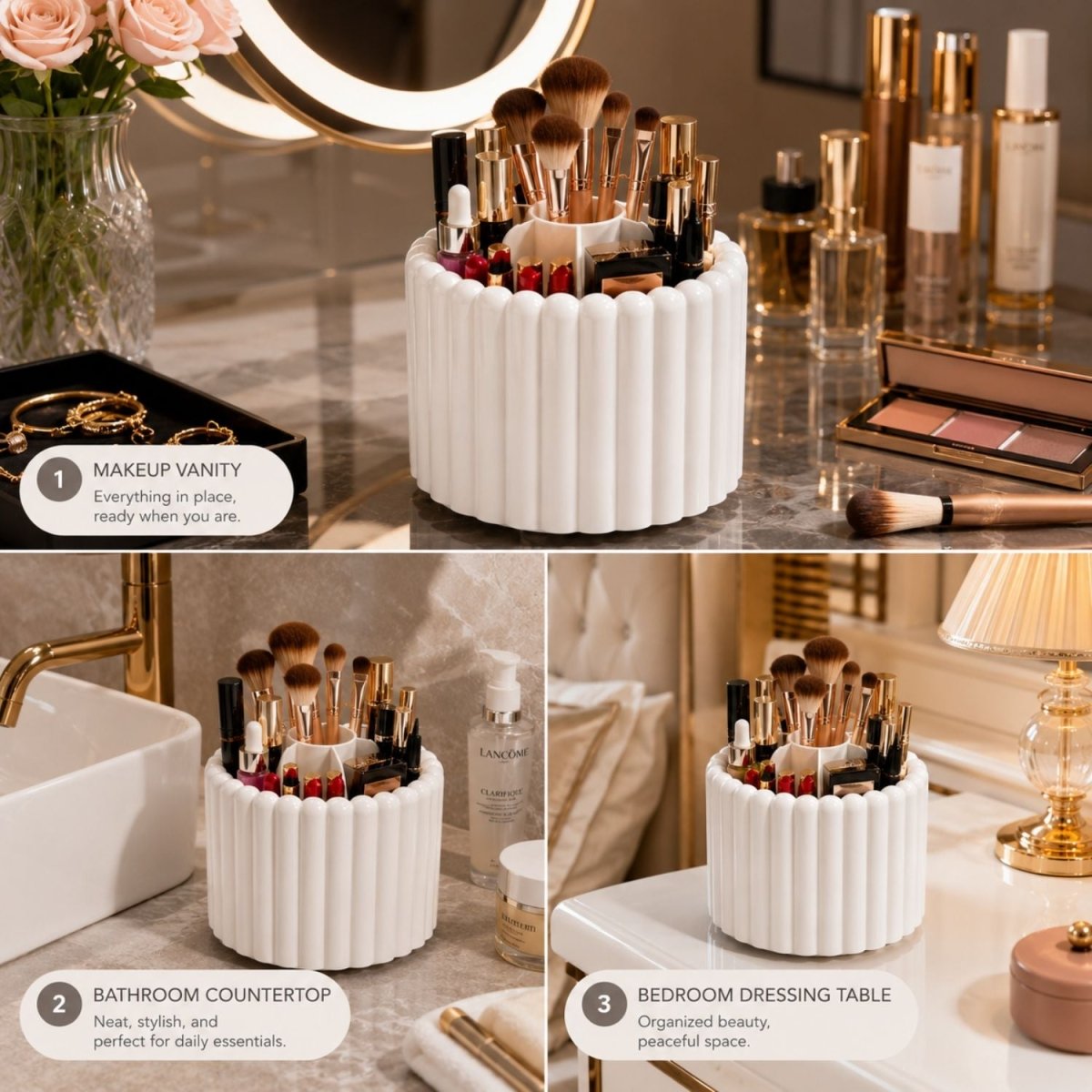 Storage Makeup Organizer (White) Air Fryer Liner- RoyalkartMakeup Organizers