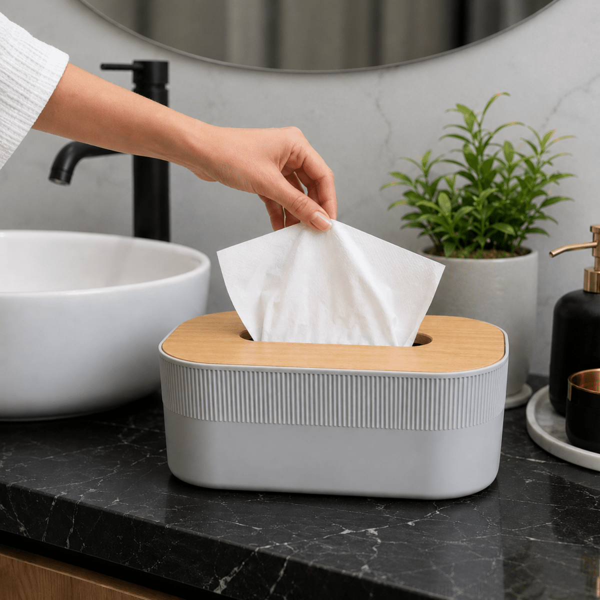 Tissue Paper Holder with Wooden Lid Tissue Paper Holder- Royalkarttissue box