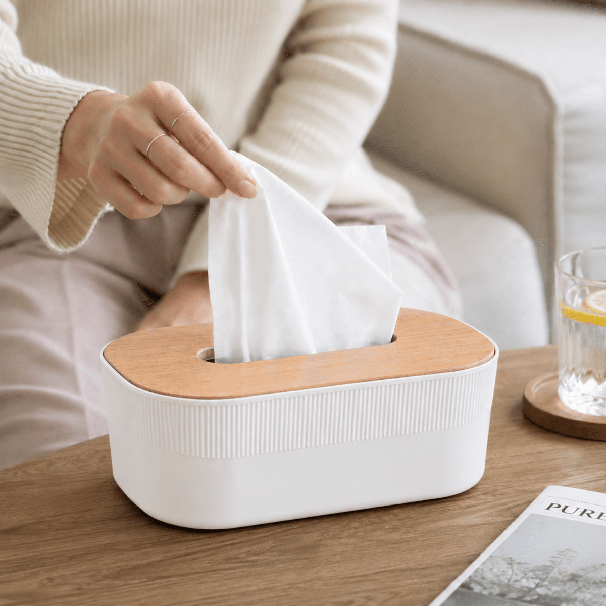 Tissue Paper Holder with Wooden Lid Tissue Paper Holder- Royalkarttissue box