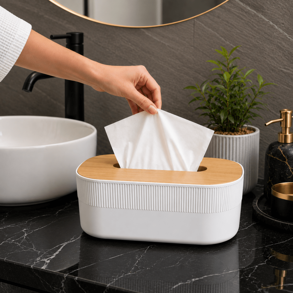 Tissue Paper Holder with Wooden Lid Tissue Paper Holder- Royalkarttissue box