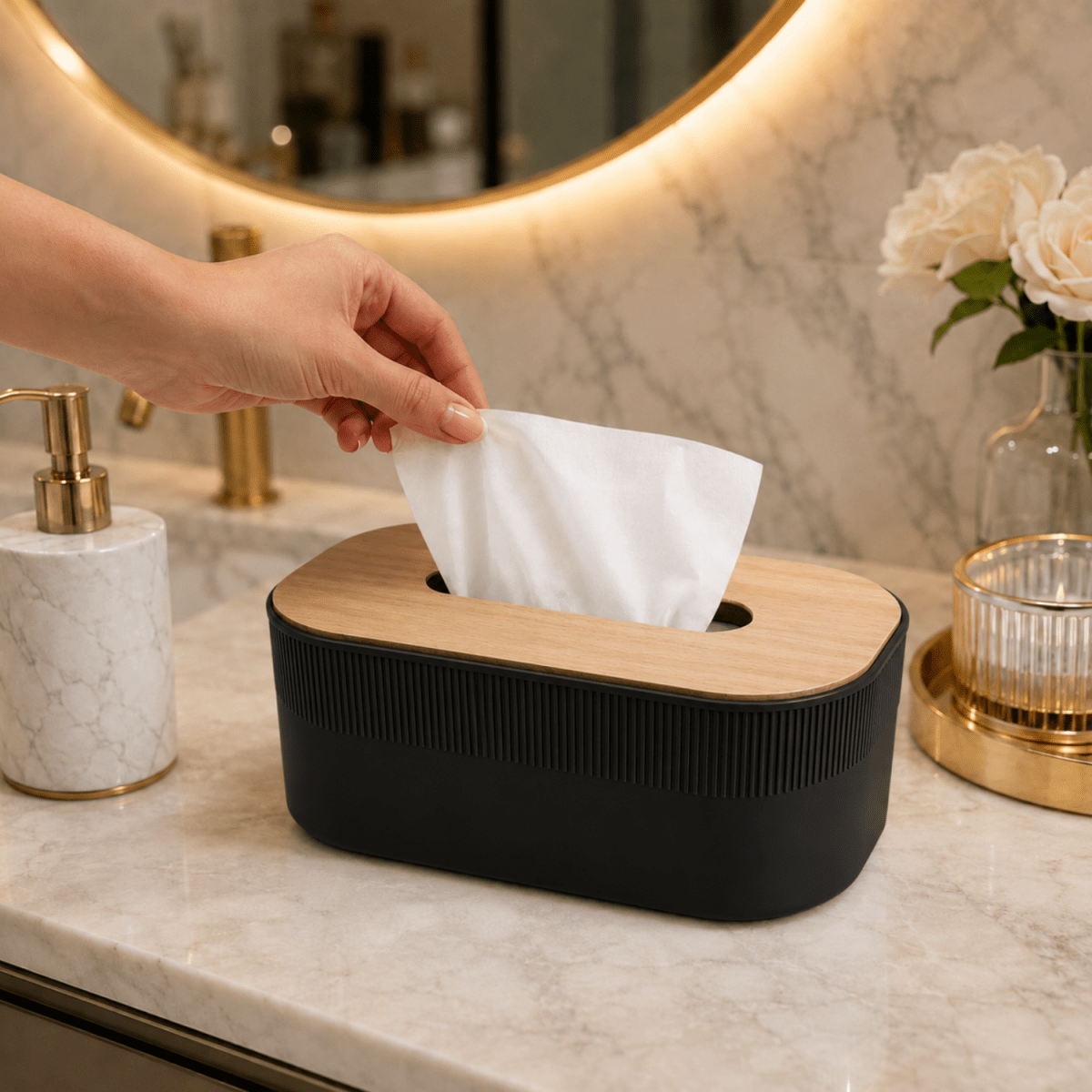 Tissue Paper Holder with Wooden Lid Tissue Paper Holder- Royalkarttissue box