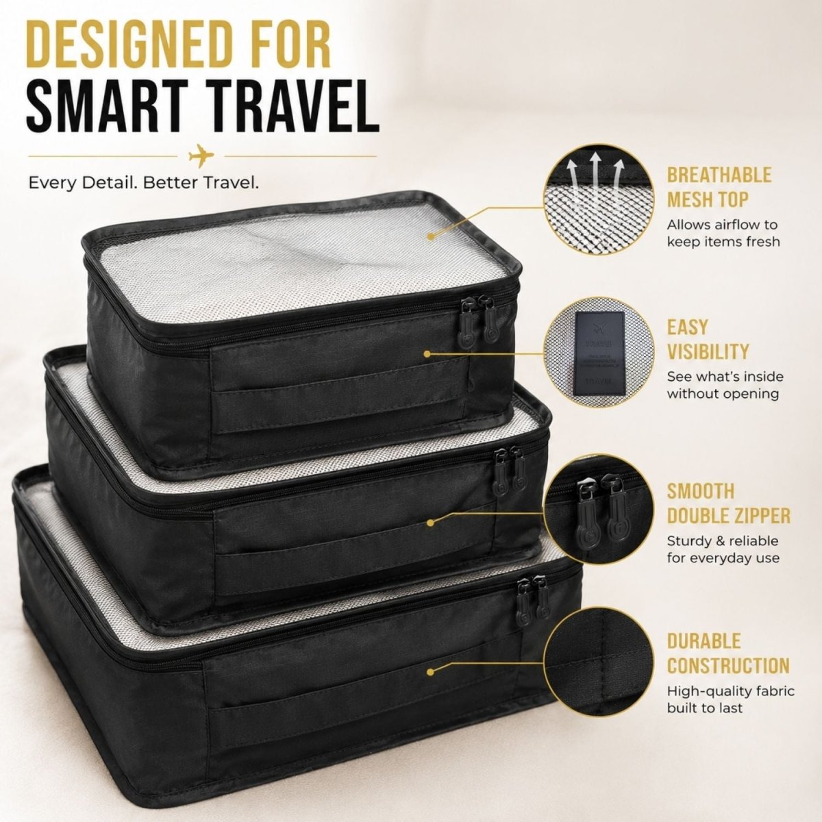 Travel Pouch Set (Black) Travel Pouch Set- RoyalkartTravel Pouch Set