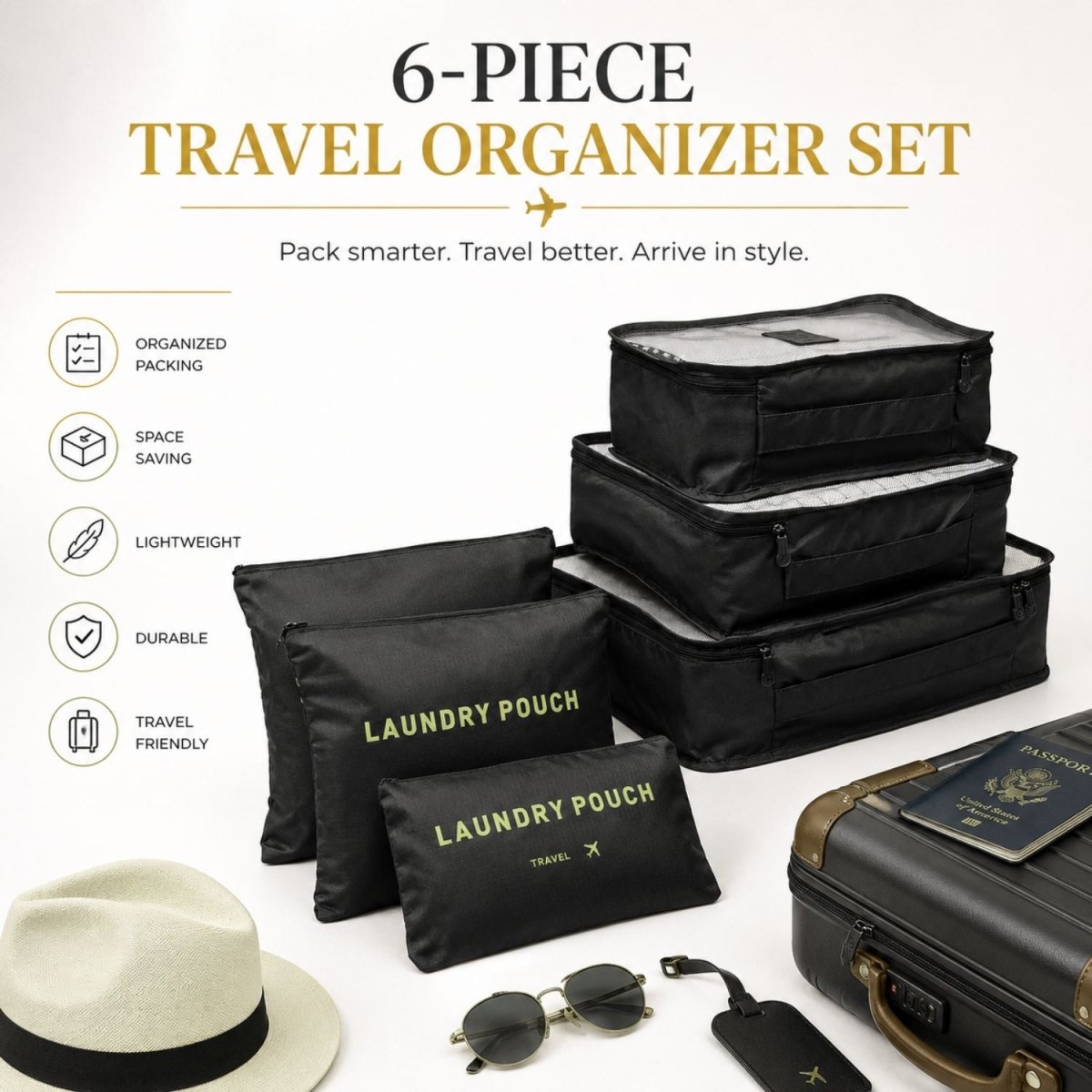 Travel Pouch Set (Black) Travel Pouch Set- RoyalkartTravel Pouch Set