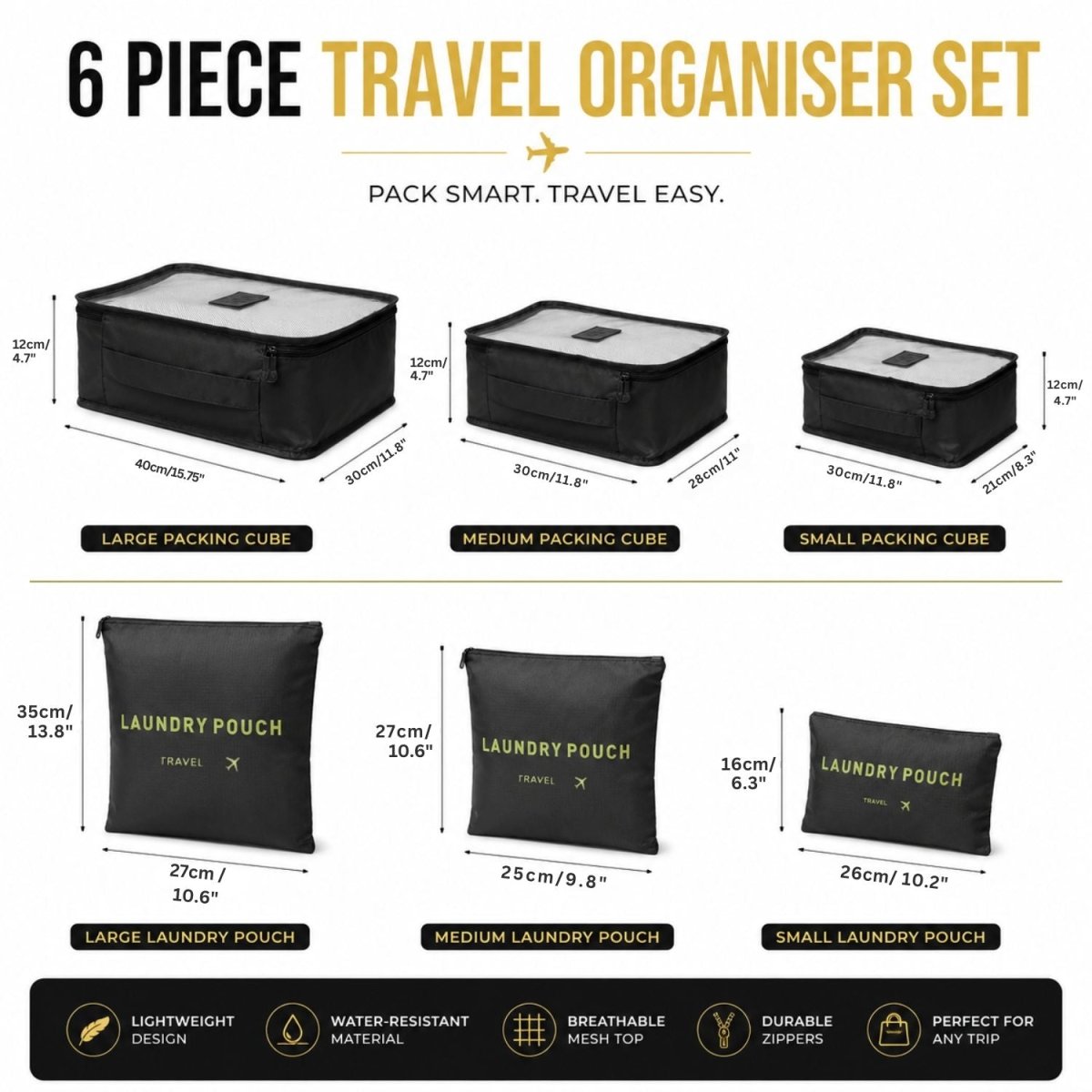 Travel Pouch Set (Black) Travel Pouch Set- RoyalkartTravel Pouch Set