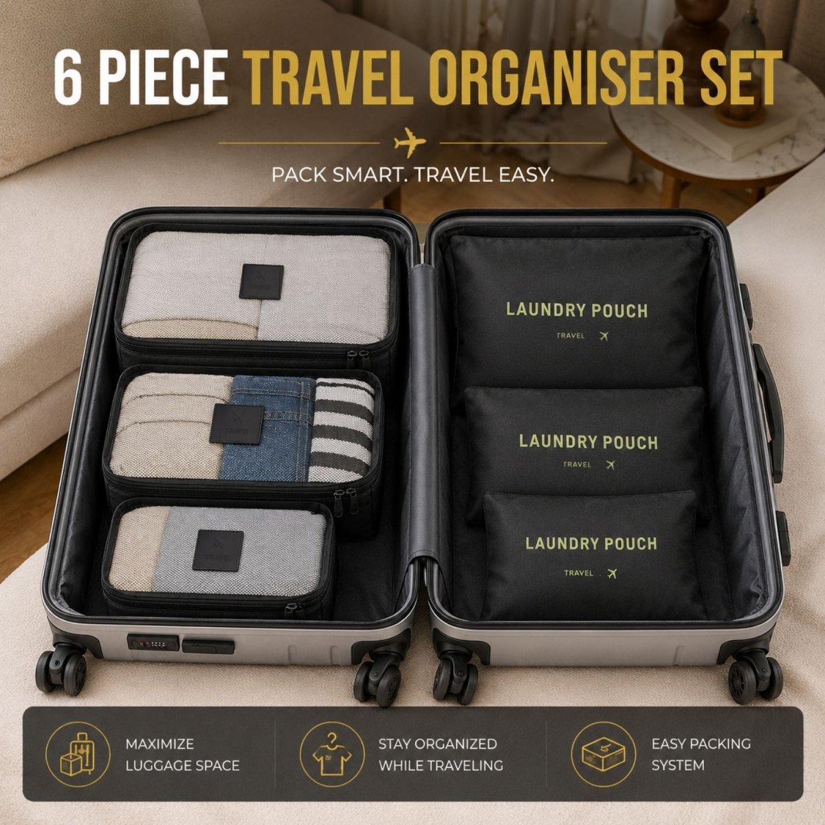 Travel Pouch Set (Black) Travel Pouch Set- RoyalkartTravel Pouch Set