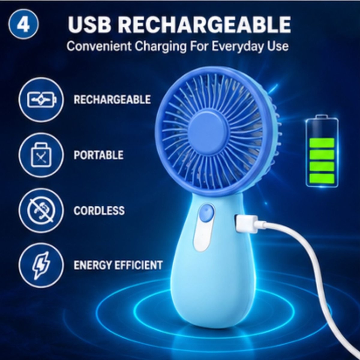 USB Mini Portable Fan Blue USB Fan- RoyalkartUSB Fan