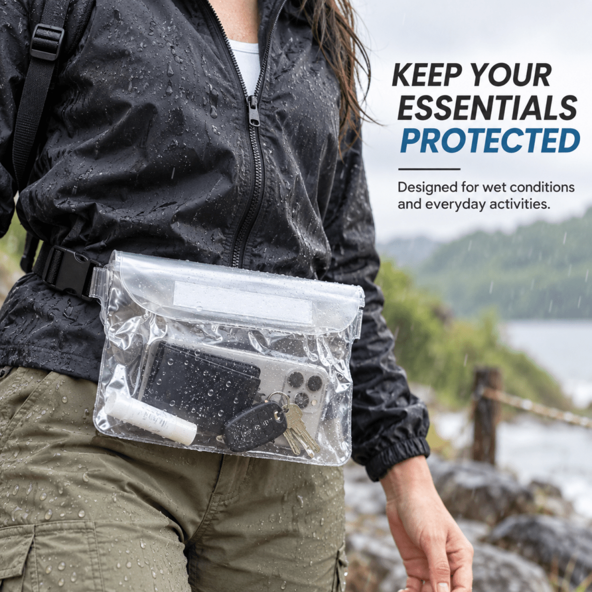 Waterproof Phone Pouch Transparent Mini Dry Bag with Triple Zipper (White) WATERPROOF BAG- #Royalkart#MOBILE ACCESSORIES