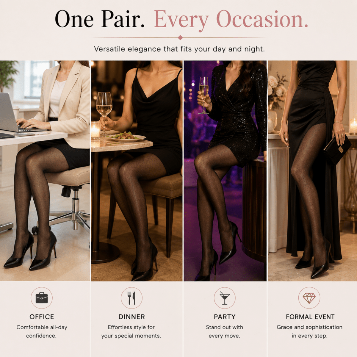 Women's Black High Waist Shaping Stockings (Black) Women's Clothing- #Royalkart#clothes