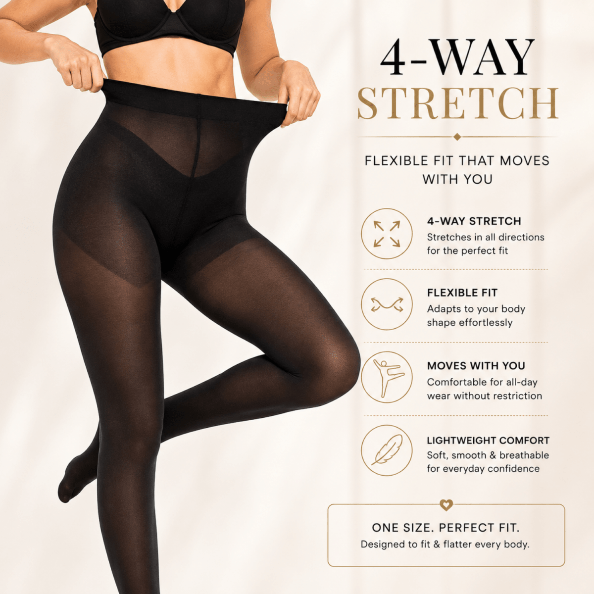 Women's Black High Waist Shaping Stockings (Black) Women's Clothing- #Royalkart#clothes
