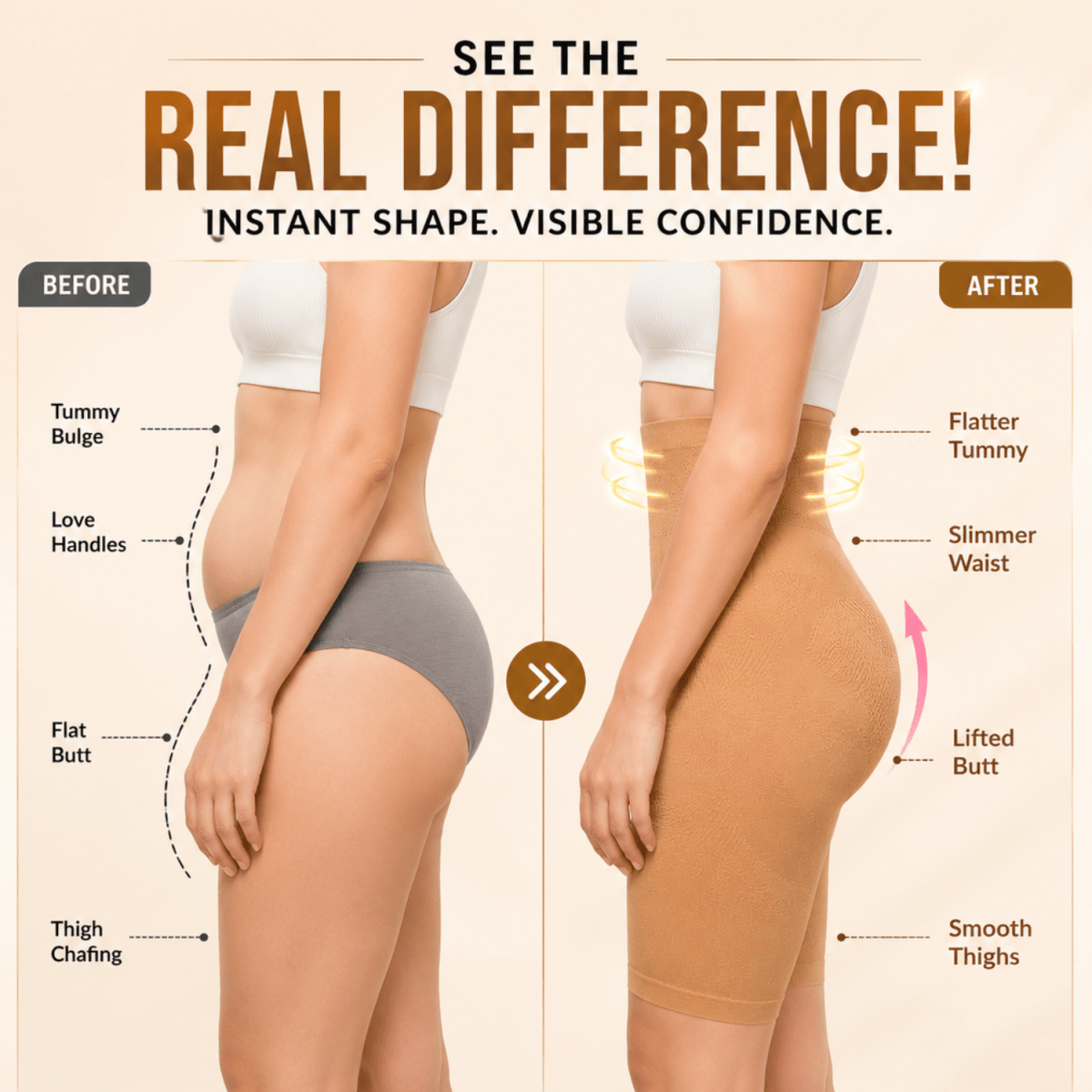 Women's High Waist Tummy Control Shapewear Shorts (Nude) Women's Clothing- #Royalkart#shapewear