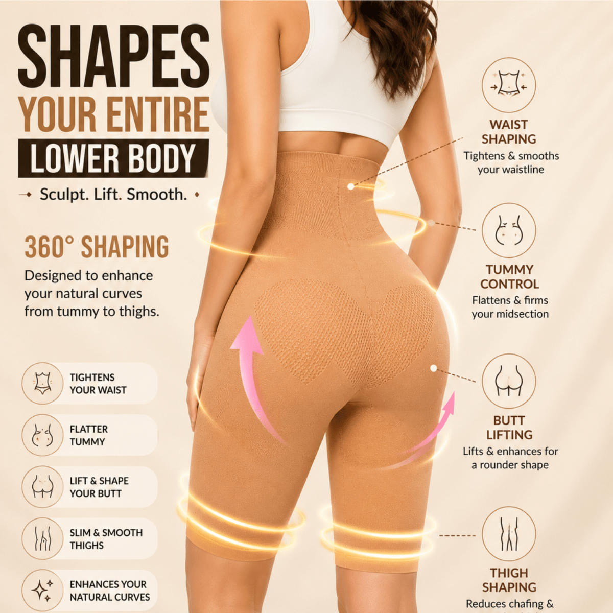 Women's High Waist Tummy Control Shapewear Shorts (Nude) Women's Clothing- #Royalkart#shapewear