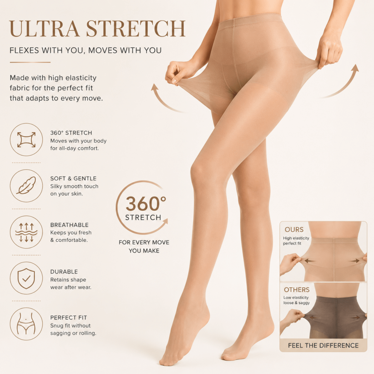 Women's Nude High Waist Shaping Stockings (Nude) Women's Clothing- #Royalkart#clothes