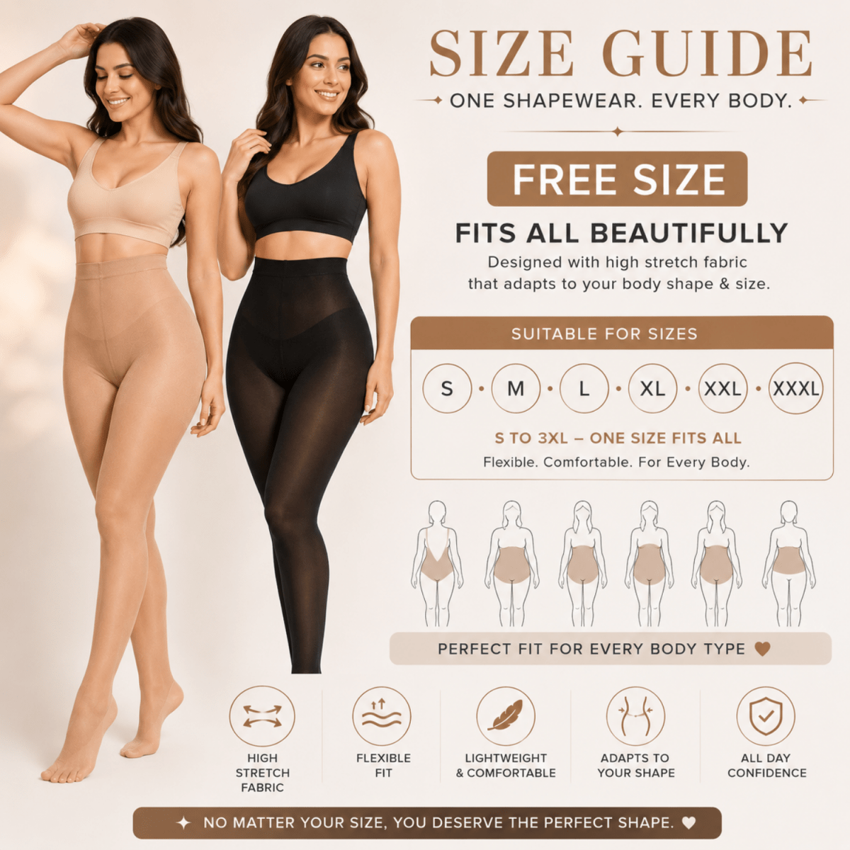 Women's Nude High Waist Shaping Stockings (Nude) Women's Clothing- #Royalkart#clothes