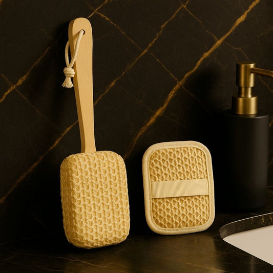 Wooden Bath Brush with Hand Loofah Loofah - Royalkartbath brush