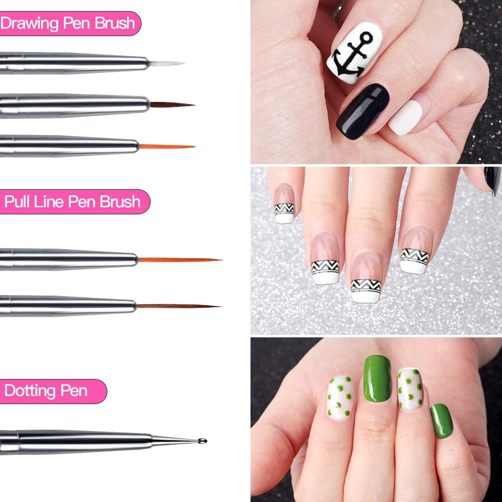 15 Pcs Nail Art Brush Set With 5 pcs Dotting Tool Set Nail Tools- #Royalkart#dotting tool kit