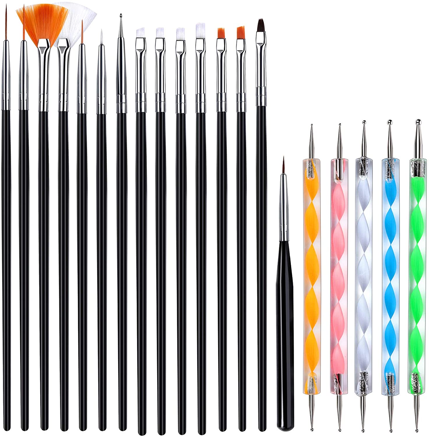 15 Pcs Nail Art Brush Set With Dotting Tool Set Nail Tools- Royalkart - The Urban Store