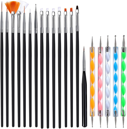 15 Pcs Nail Art Brush Set With Dotting Tool Set Nail Tools- Royalkart - The Urban Store