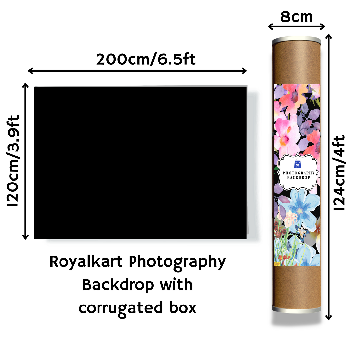 PVC Photography Backdrop (6.5ft x 3.9ft)-(Black) Royalkart