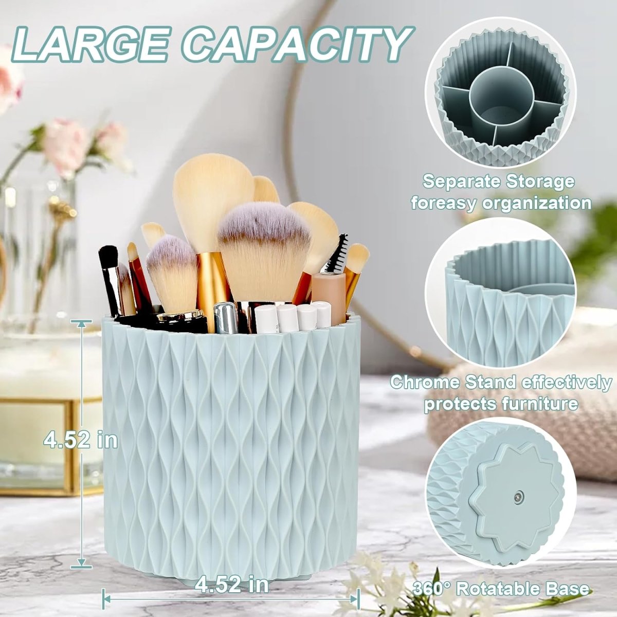 360 Rotating Makeup Brush Holder: Simplify Your Vanity Organization Makeup Brush- #Royalkart#makeup brush holder