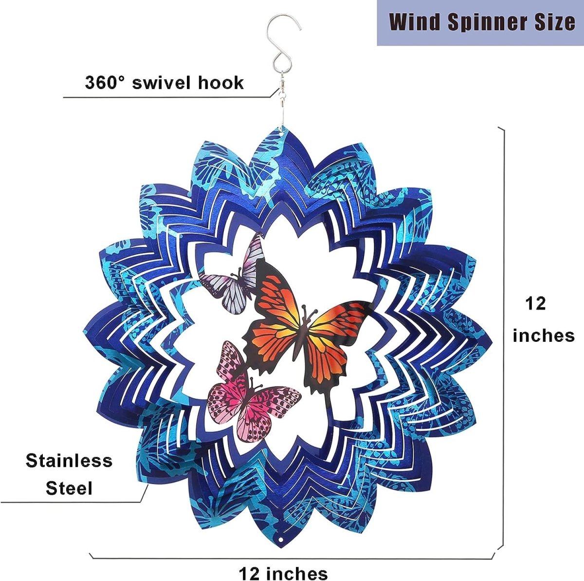 3D Hanging Wind Spinner for Outdoor Decorations- Butterfly Wind Spinner- Royalkart - The Urban Store