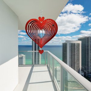 3D Hanging Wind Spinner for Outdoor Decorations- Heart Wind Spinner- Royalkart - The Urban Store