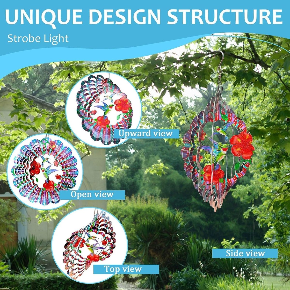3D Hanging Wind Spinner for Outdoor Decorations- Hummingbird Wind Spinner- Royalkart - The Urban Store