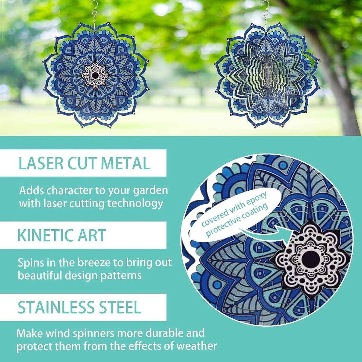 3D Hanging Wind Spinner for Outdoor Decorations- Mandala Wind Spinner- Royalkart - The Urban Store