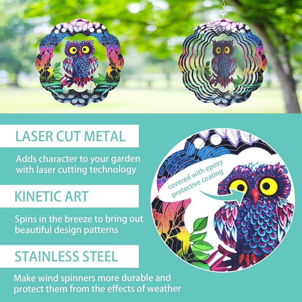 3D Hanging Wind Spinner for Outdoor Decorations- Owl Wind Spinner- Royalkart - The Urban Store