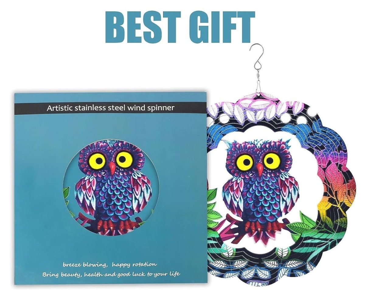 3D Hanging Wind Spinner for Outdoor Decorations- Owl Wind Spinner- Royalkart - The Urban Store