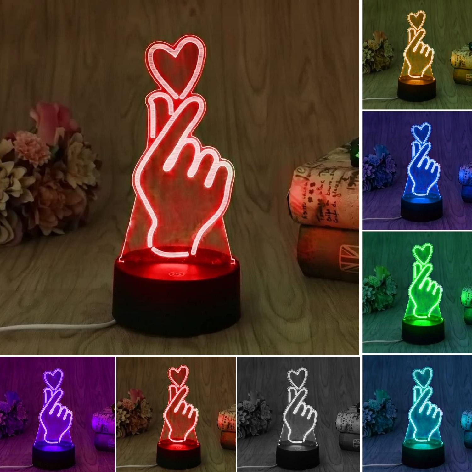 3D Illusion Korean Love Led Lamp 3D Illusion Led lamp- Royalkart - The Urban Store