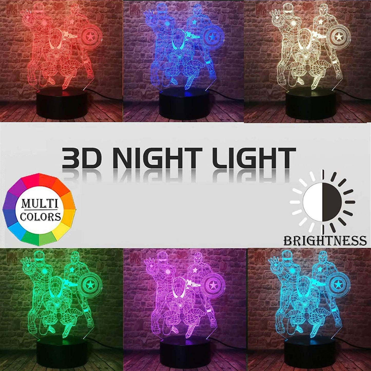 3D Illusion LED 3 in 1 Avengers Lamp 3D Illusion Led lamp- Royalkart - The Urban Store