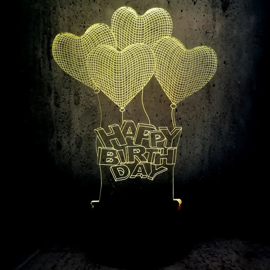 3D Illusion LED Happy Birthday Lamp 3D Illusion Led lamp- Royalkart - The Urban Store