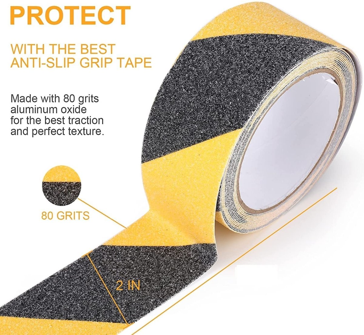 Anti Slip Tape- Black/Yellow (5M x 50MM) Anti Skid Tape- Royalkart - The Urban Store