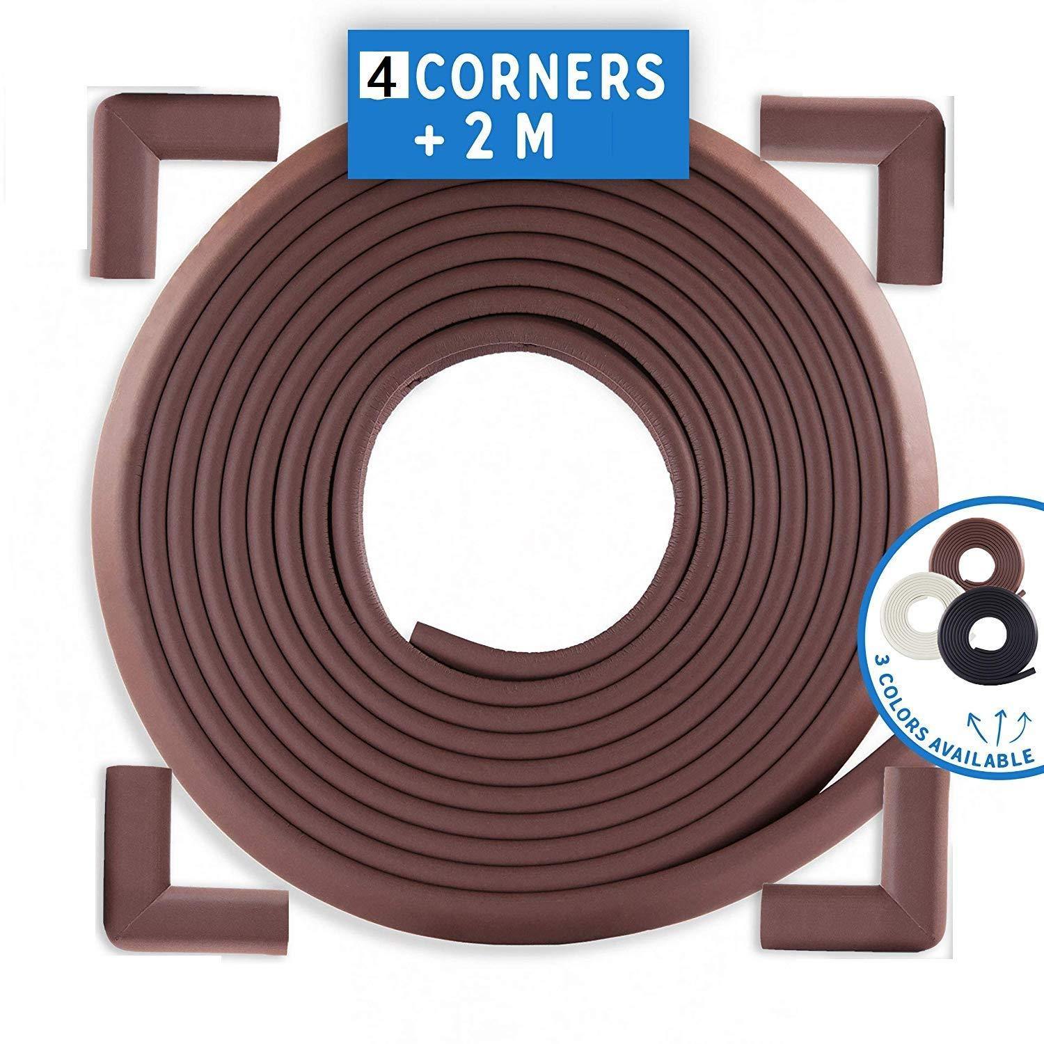 Baby Child Safety Strip Cushion & Corner Guards with Strong Fibreglass Tape (Brown) Edge & Corner Guards- Royalkart - The Urban Store