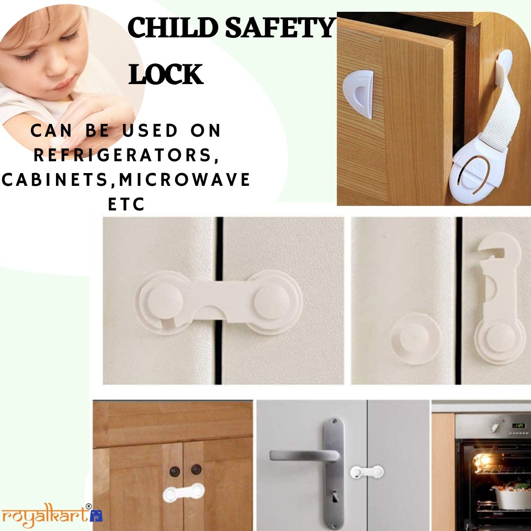 Baby Safety Locks 3M Adhesive Surface Area Adjustable & Flexible Lock Cabinet Locks & Straps- Royalkart - The Urban Store