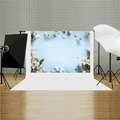 Blue Floral & Blue Waves Photography Backdrop Pack 2 Photography Backdrop- Royalkart - The Urban Store
