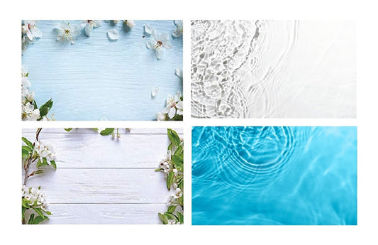 Blue Floral & Blue Waves Photography Backdrop Pack 2 Photography Backdrop- #Royalkart#bricks backdrop