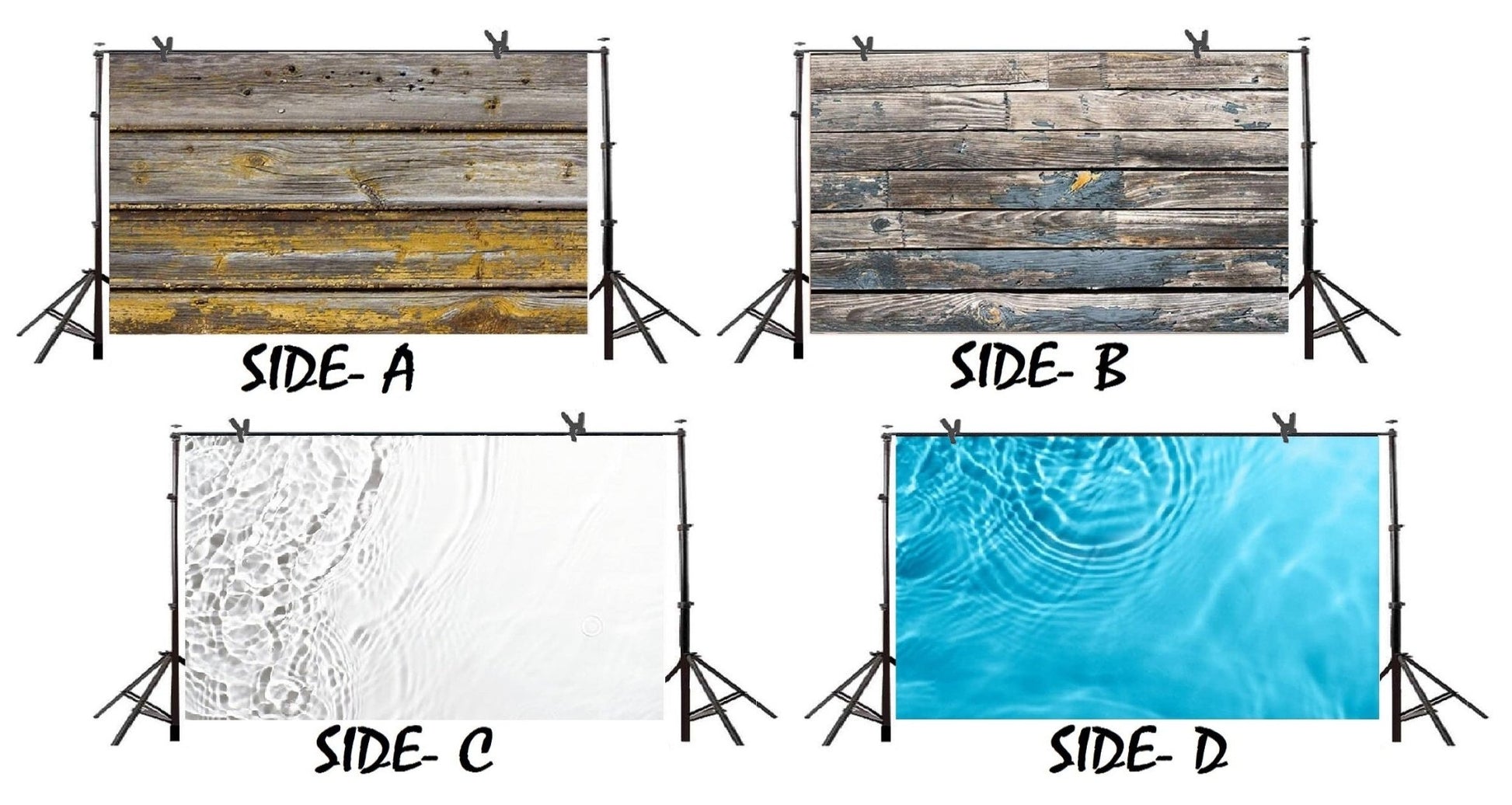 Blue Waves & Yellow Old Wood Print Photography Backdrop (PACK-2) Photography Backdrop- Royalkart - The Urban Store